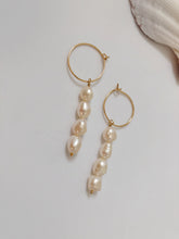 Load image into Gallery viewer, Cara 14k Gold Beaded Freshwater Pearl Dainty Hoop Earrings