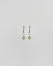 Load image into Gallery viewer, Isla Round Nephrite Sterling Silver Huggie Hoop Earring