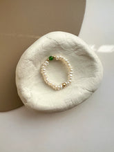Load image into Gallery viewer, Brienna Green Diopside Mini Beaded Pearl Layering Ring