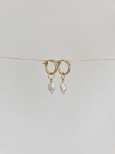 Load image into Gallery viewer, Hailey Pearl Huggie Hoop Earring
