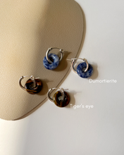 Load image into Gallery viewer, Kate Tigers eye S925 Sterling Silver Huggie Hoop Earring
