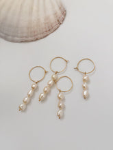 Load image into Gallery viewer, Cara 14k Gold Beaded Freshwater Pearl Dainty Hoop Earrings
