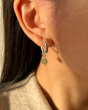 Load image into Gallery viewer, Isla Round Nephrite Sterling Silver Huggie Hoop Earring
