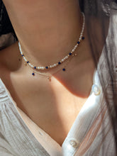 Load image into Gallery viewer, Isabelle Lapis lazuli Mini Beaded Pearl Layering Choker Necklace
