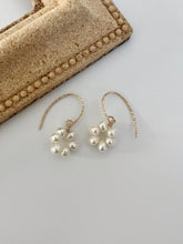 Load image into Gallery viewer, Claire Flower Pearl Dainty Dangle Earrings 14k gold
