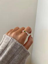 Load image into Gallery viewer, Brienna Green Diopside Mini Beaded Pearl Layering Ring
