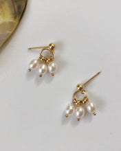 Load image into Gallery viewer, Renee Freshwater Pearl Dangle Earrings 14k gold Ball Dainty Earrings
