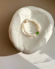 Load image into Gallery viewer, Brienna Green Diopside Mini Beaded Pearl Layering Ring
