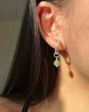 Load image into Gallery viewer, Isla Round Nephrite Sterling Silver Huggie Hoop Earring

